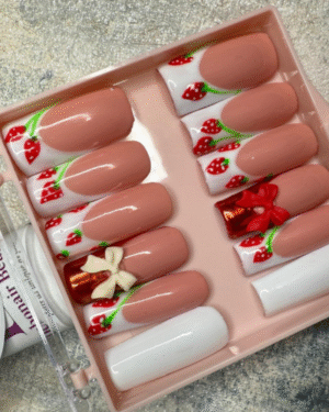 Strawberry French Tip Nails