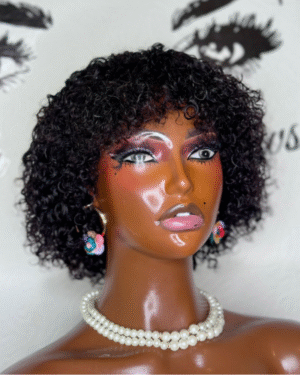 Short Afro/water curl fringe wig